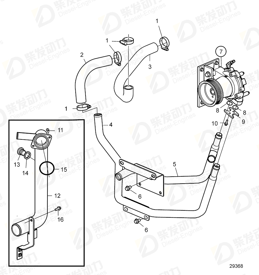 volvo penta Hose 22993266 Drawing